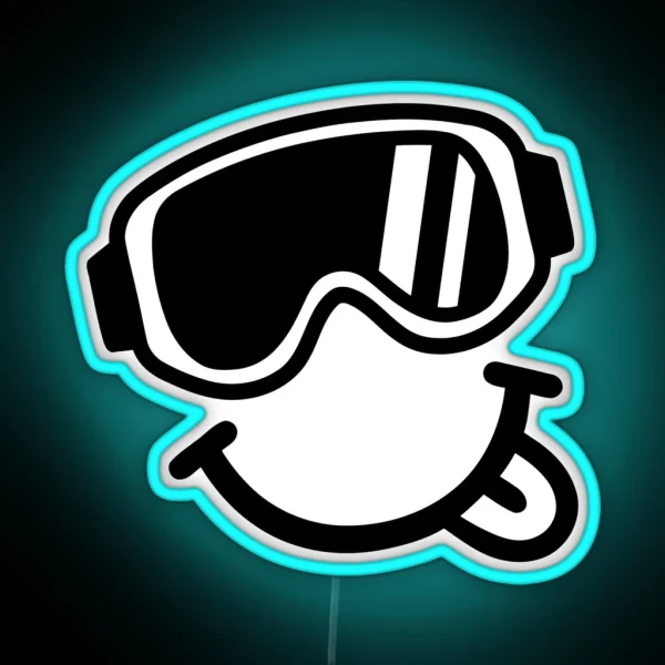 Ski Smiley Face RGB Neon Sign