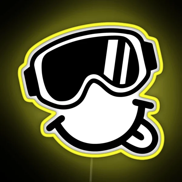 Ski Smiley Face RGB Neon Sign