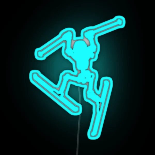 Skiing Skeleton RGB Neon Sign