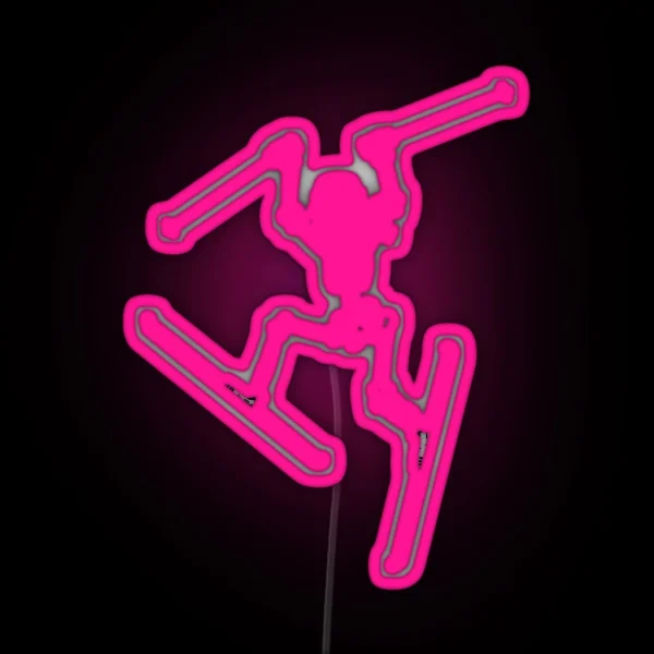 Skiing Skeleton RGB Neon Sign