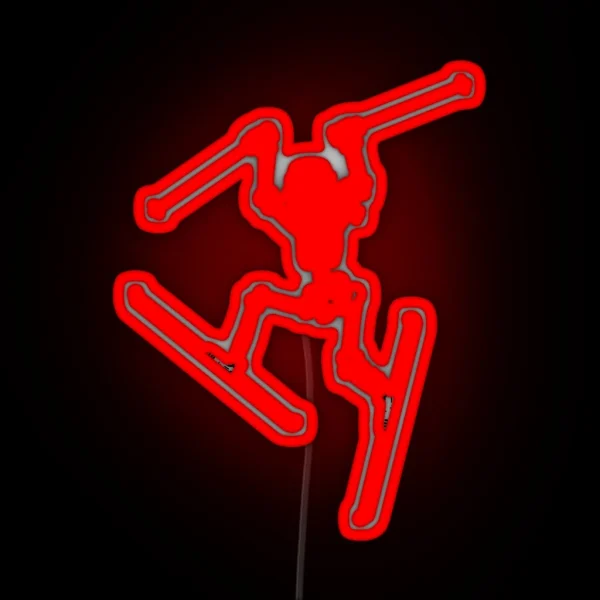 Skiing Skeleton RGB Neon Sign