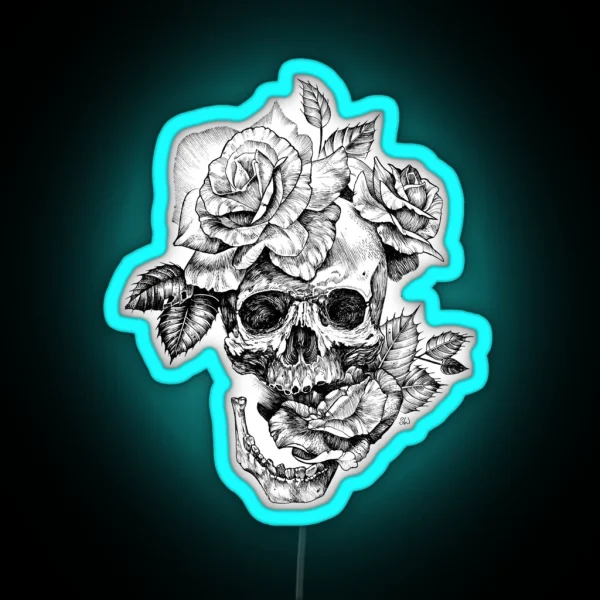 Skull And Roses RGB Neon Sign