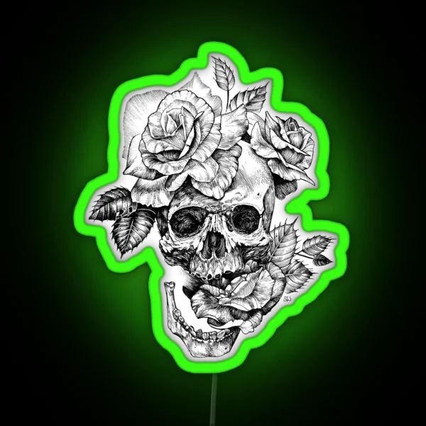 Skull And Roses RGB Neon Sign