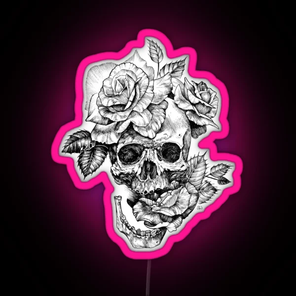 Skull And Roses RGB Neon Sign