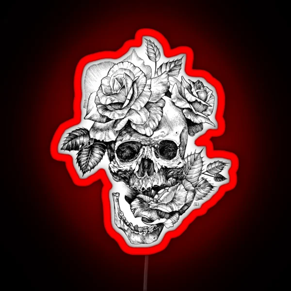 Skull And Roses RGB Neon Sign