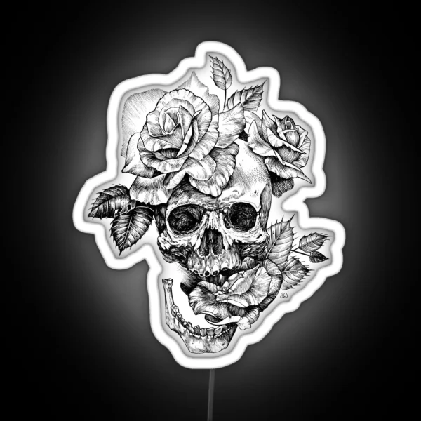 Skull And Roses RGB Neon Sign