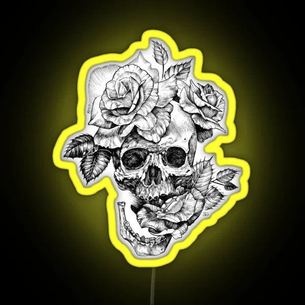 Skull And Roses RGB Neon Sign