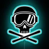 Dark humor meets winter sports in bold, colorful neon glow