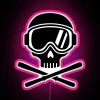 Unique skull crossed skiing RGB neon light display art piece