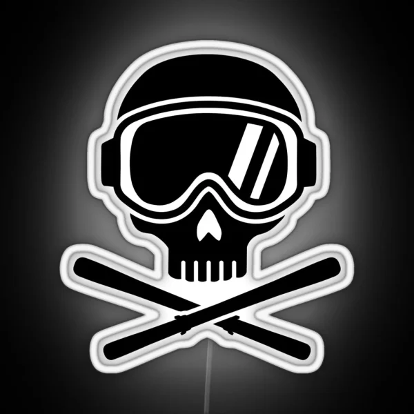 Skull Crossed Ski RGB Neon Sign