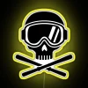 Neon Skull Crossed Ski Sign with Bright RGB LED Lighting