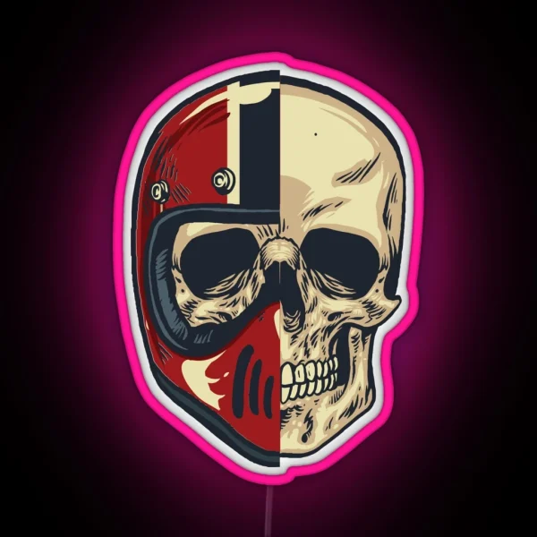 Skull Helmet Art Motorcycle Helmet Cool Helmet Led RGB Neon Sign