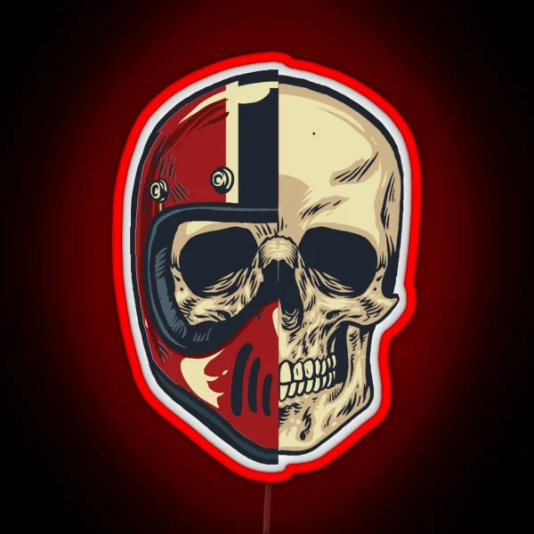 Skull Helmet Art Motorcycle Helmet Cool Helmet Led RGB Neon Sign