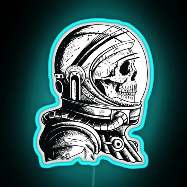 Skull In An Astronaut Helmet RGB Neon Sign