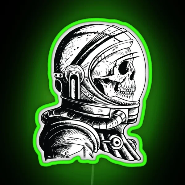 Skull In An Astronaut Helmet RGB Neon Sign
