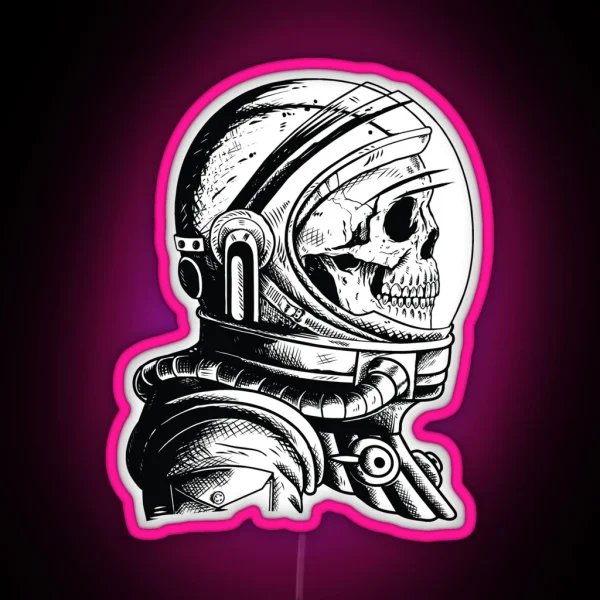 Skull In An Astronaut Helmet RGB Neon Sign