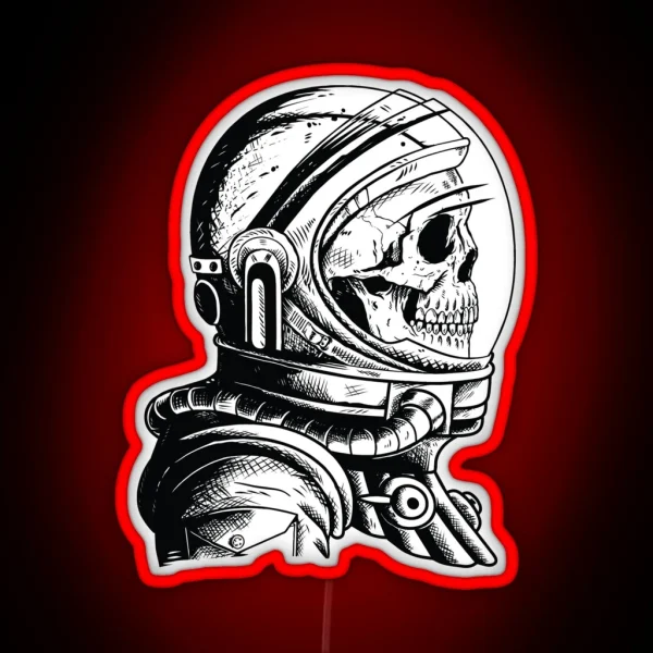 Skull In An Astronaut Helmet RGB Neon Sign