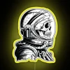RGB Neon Sign with Skeletal Astronaut Helmet Glow Design Element