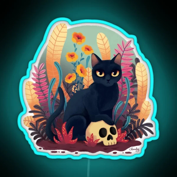 Skull Kitty RGB Neon Sign
