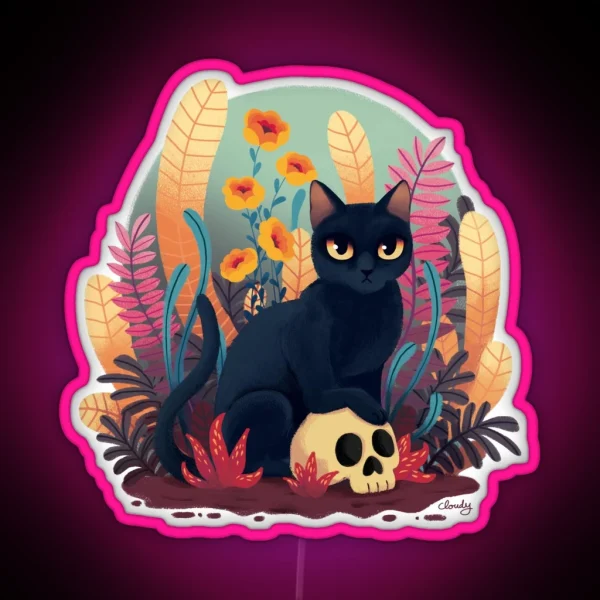 Skull Kitty RGB Neon Sign