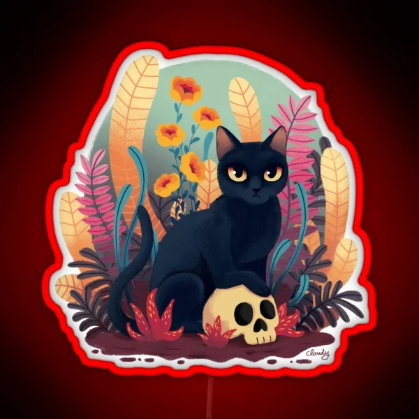 Skull Kitty RGB Neon Sign