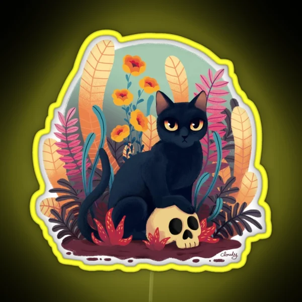 Skull Kitty RGB Neon Sign