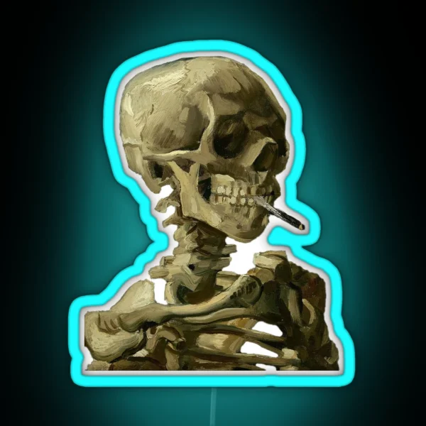 Skull Of A Skeleton With Burning Cigarette Vincent Van RGB Neon Sign