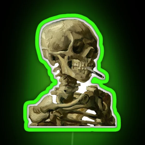 Skull Of A Skeleton With Burning Cigarette Vincent Van RGB Neon Sign