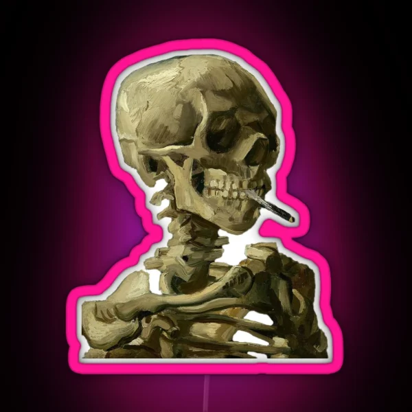 Skull Of A Skeleton With Burning Cigarette Vincent Van RGB Neon Sign