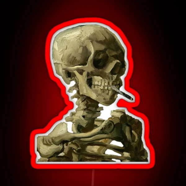 Skull Of A Skeleton With Burning Cigarette Vincent Van RGB Neon Sign