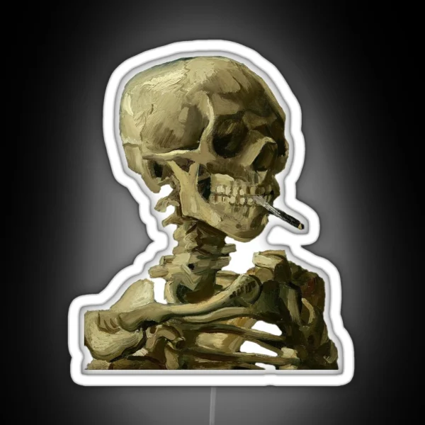 Skull Of A Skeleton With Burning Cigarette Vincent Van RGB Neon Sign