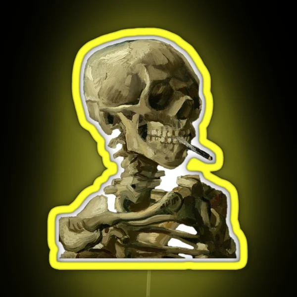 Skull Of A Skeleton With Burning Cigarette Vincent Van RGB Neon Sign