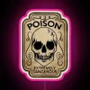 Vintage Skull Apothecary Sign with Neon RGB Colorful Light Artwork