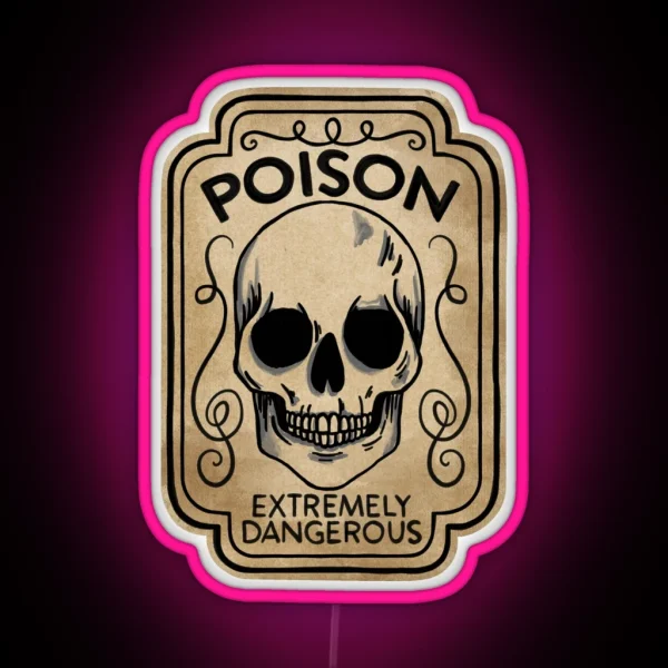 Skull Poison Potion Label RGB Neon Sign