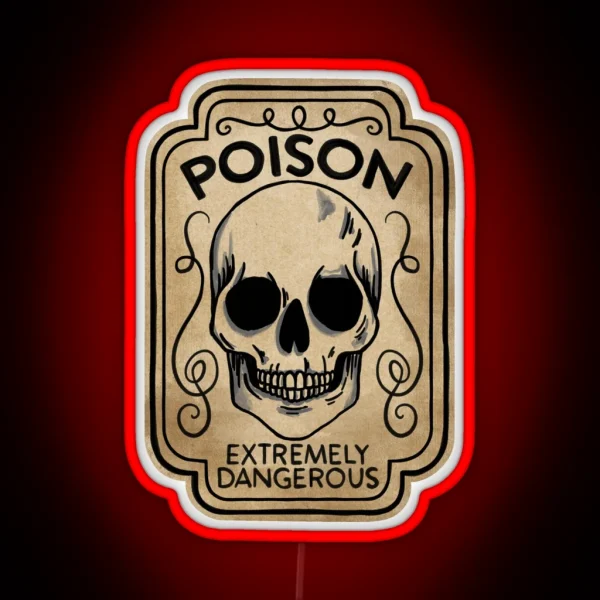 Skull Poison Potion Label RGB Neon Sign