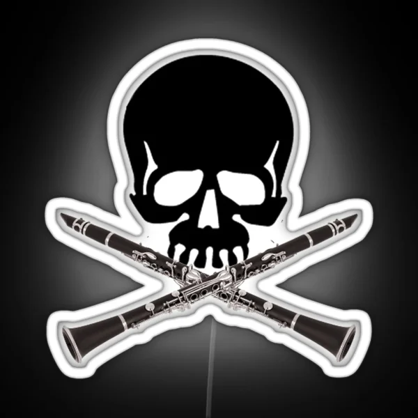 Skull With Clarinet Crossbones RGB Neon Sign