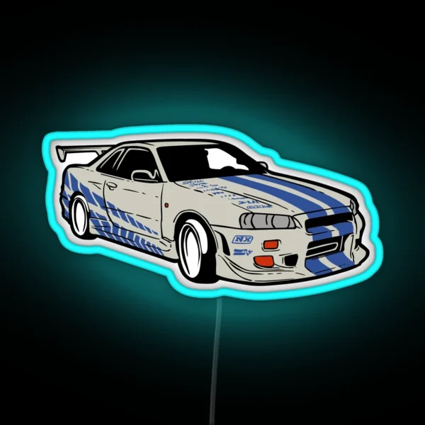 Skyline R34 Brian O Conner RGB Neon Sign