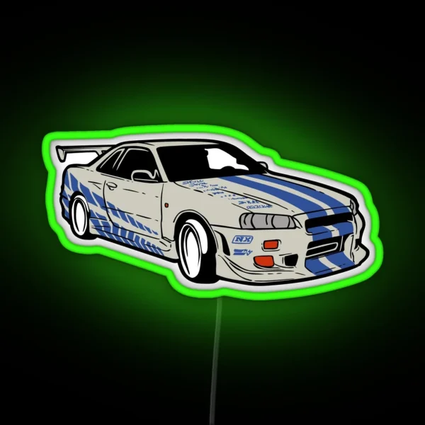Skyline R34 Brian O Conner RGB Neon Sign