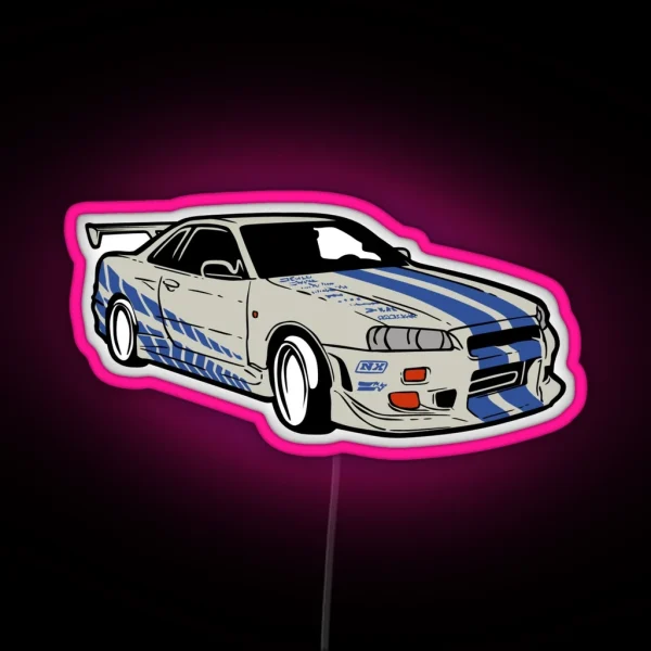 Skyline R34 Brian O Conner RGB Neon Sign