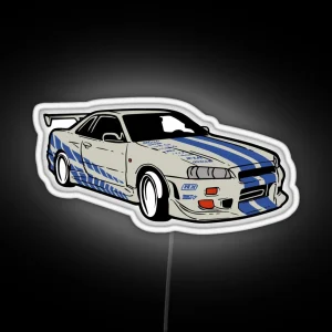 Skyline R34 Brian O Conner RGB Neon Sign