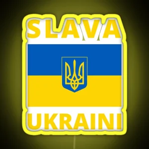 SLAVA UKRAINI GLORY TO UKRAINE SUPPORT UKRAINE PROTEST PUTIN RGB Neon Sign