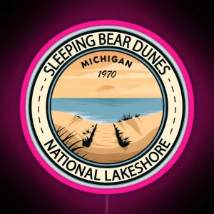 Sleeping Bear Dunes National Lakeshore Michigan Badge RGB Neon Sign