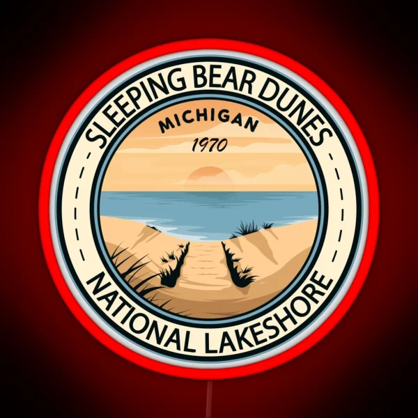 Sleeping Bear Dunes National Lakeshore Michigan Badge RGB Neon Sign