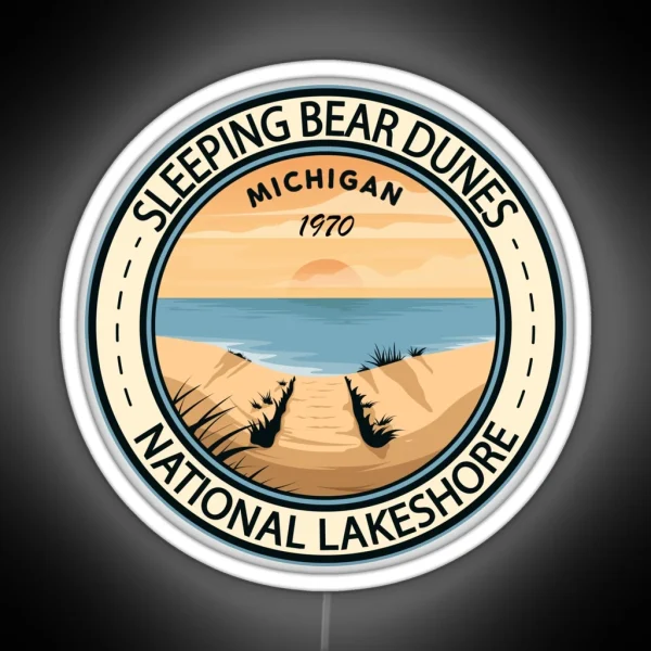 Sleeping Bear Dunes National Lakeshore Michigan Badge RGB Neon Sign
