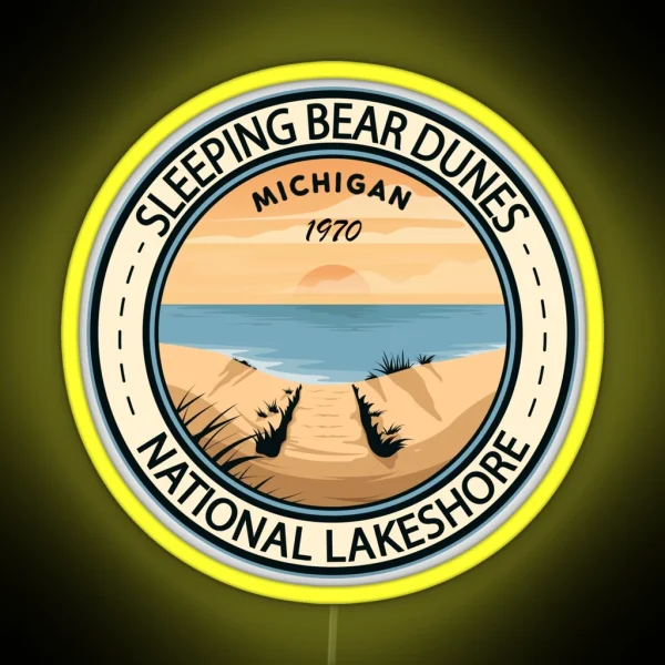 Sleeping Bear Dunes National Lakeshore Michigan Badge RGB Neon Sign
