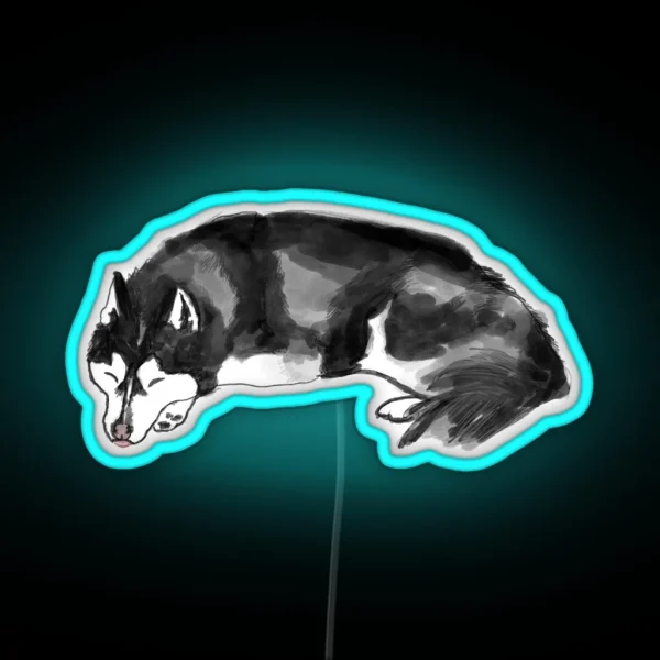 Sleeping Husky RGB Neon Sign