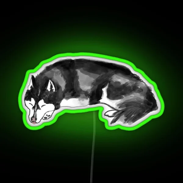 Sleeping Husky RGB Neon Sign