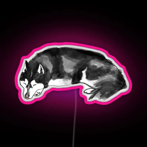 Sleeping Husky RGB Neon Sign