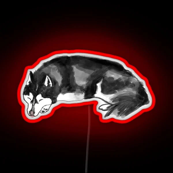 Sleeping Husky RGB Neon Sign