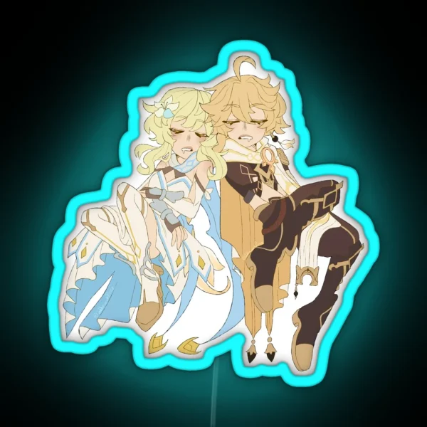 Sleepy Travellers Twins Version RGB Neon Sign